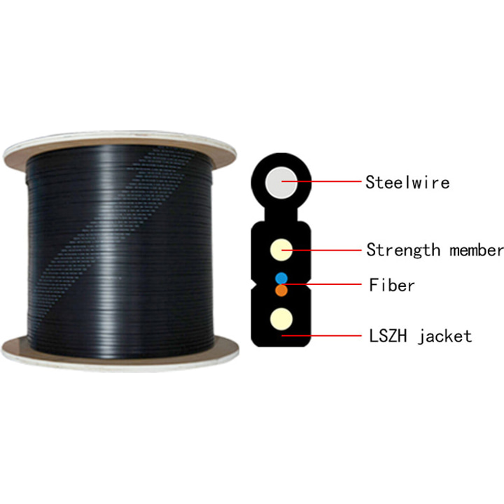 2FO and 4FO G657A1 self-supporting GJYXFCH with steel wire messenger FRP