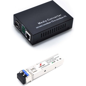 Fiber Ethernet Media Converter + SFP 1.25G 20 km, 2 fiber, 1310