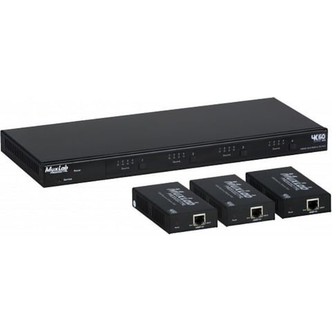 MuxLab HDMI 4X4 Matrix Switch Kit, HDBT, POC, 4K/60